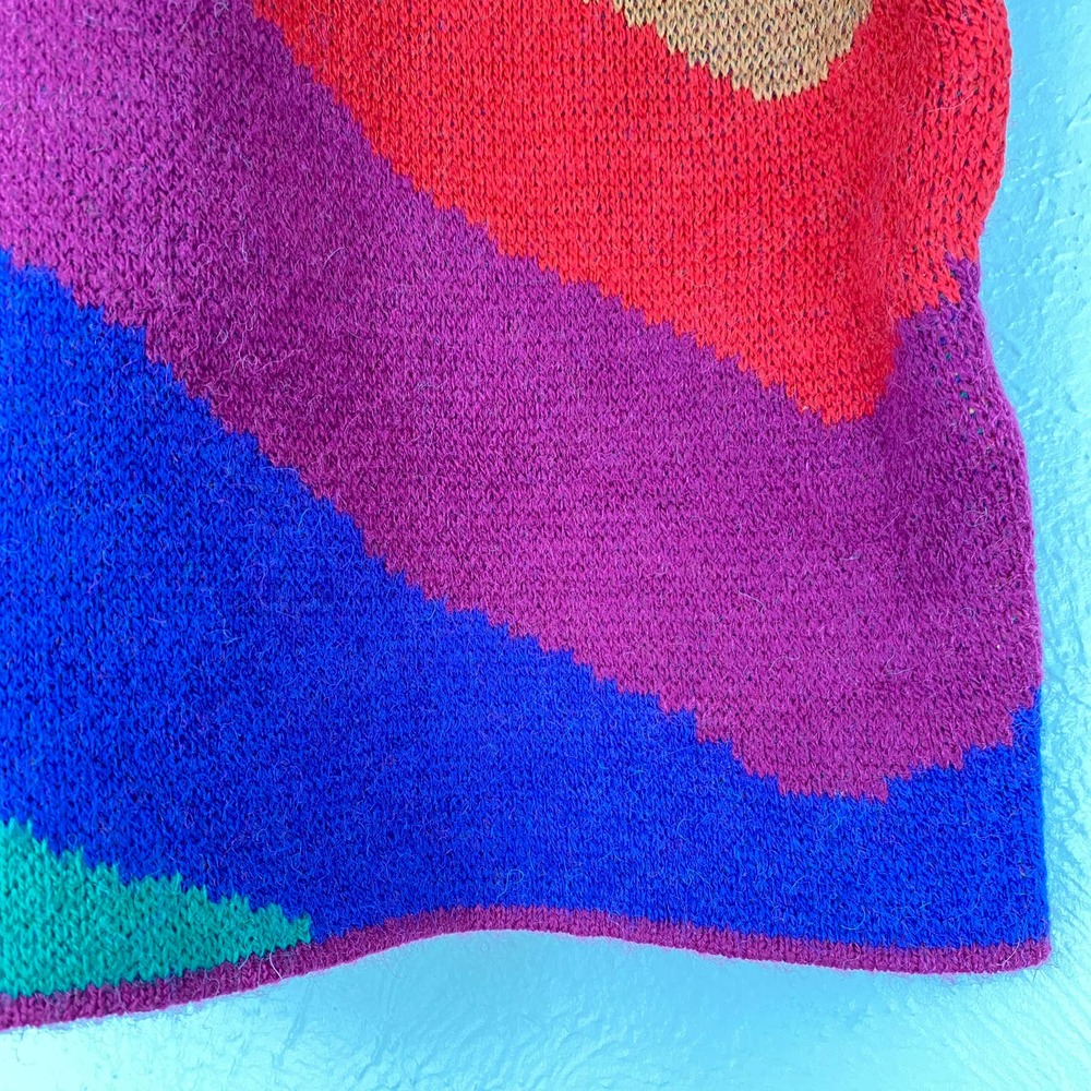 NWT FARM RIO Rainbow Wild Hearts Sweater Dress Bubble Sleeve Mock Neck Mini S - Picture 7 of 14